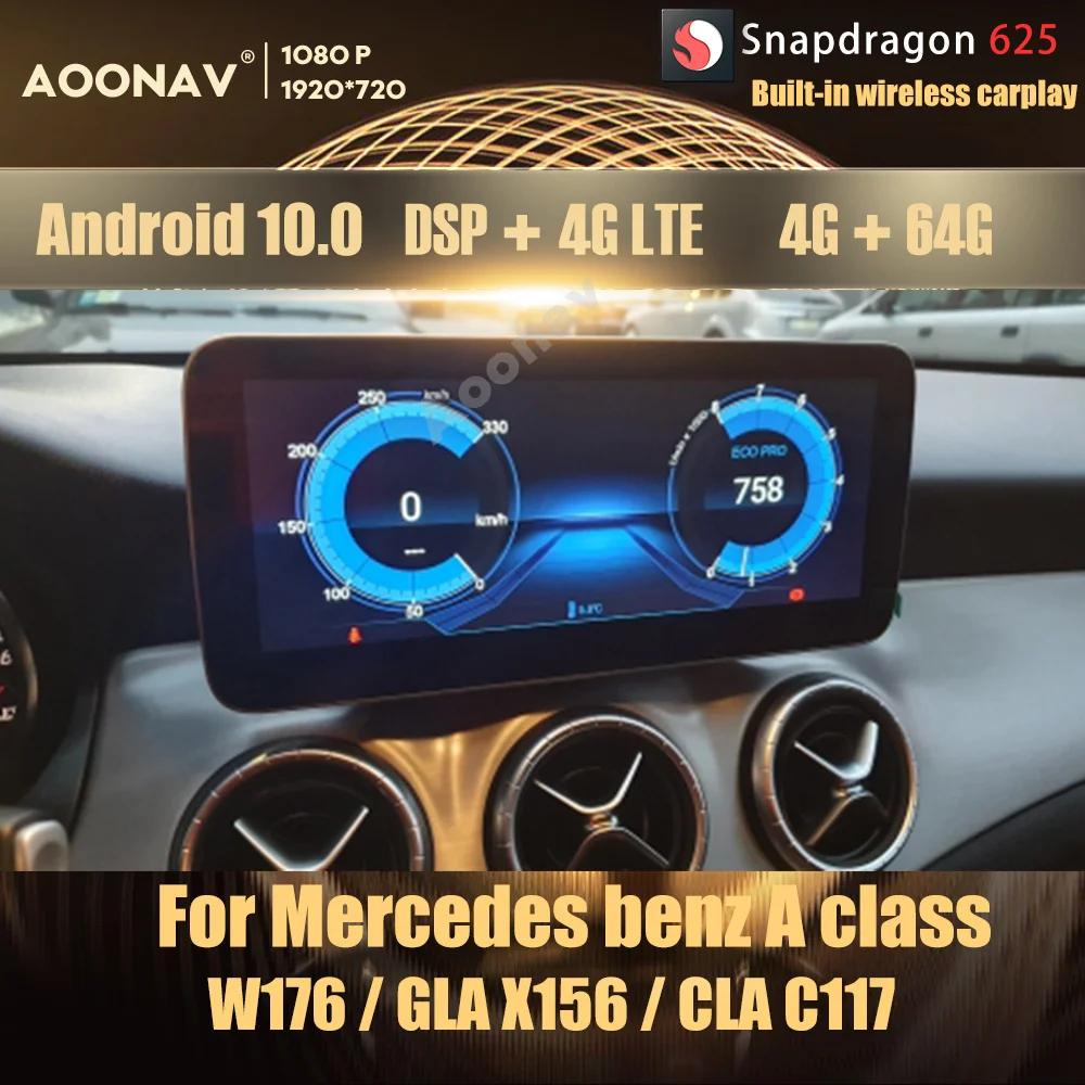 

128GB Android 10.0 Snapdragon 625 car radio GPS For Mercedes benz A class GLA CLA 2013-2019 multimedia android auto Google