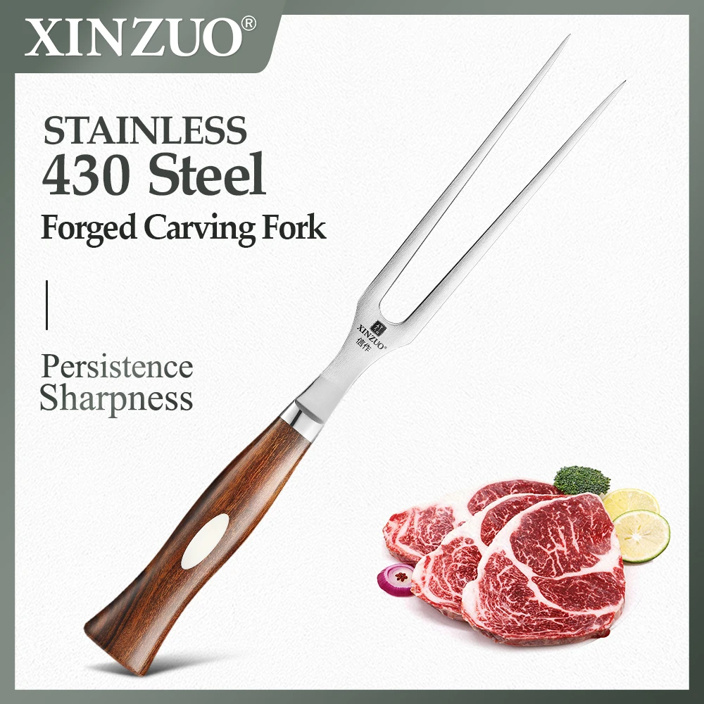 

XINZUO Carving Fork 430 Stainless Steel Barbecue Fork Butcher's Fork North America Desert Ironwood Handle Domestic Forks