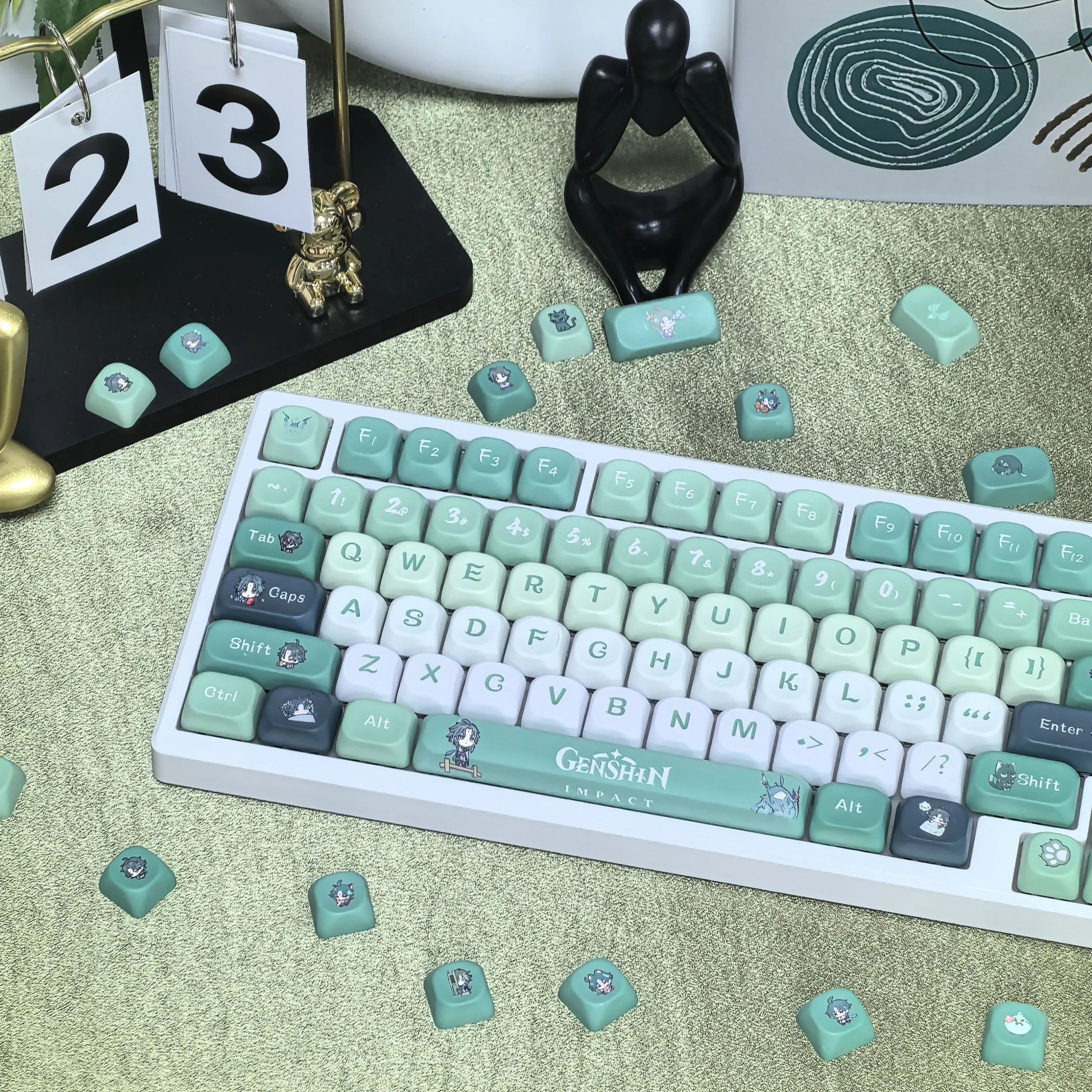 XIAO Fufu Keycap Genshin Impact 137 клавиш милый MOA PBT для Diy 87/98/104/108Mx переключатель игра