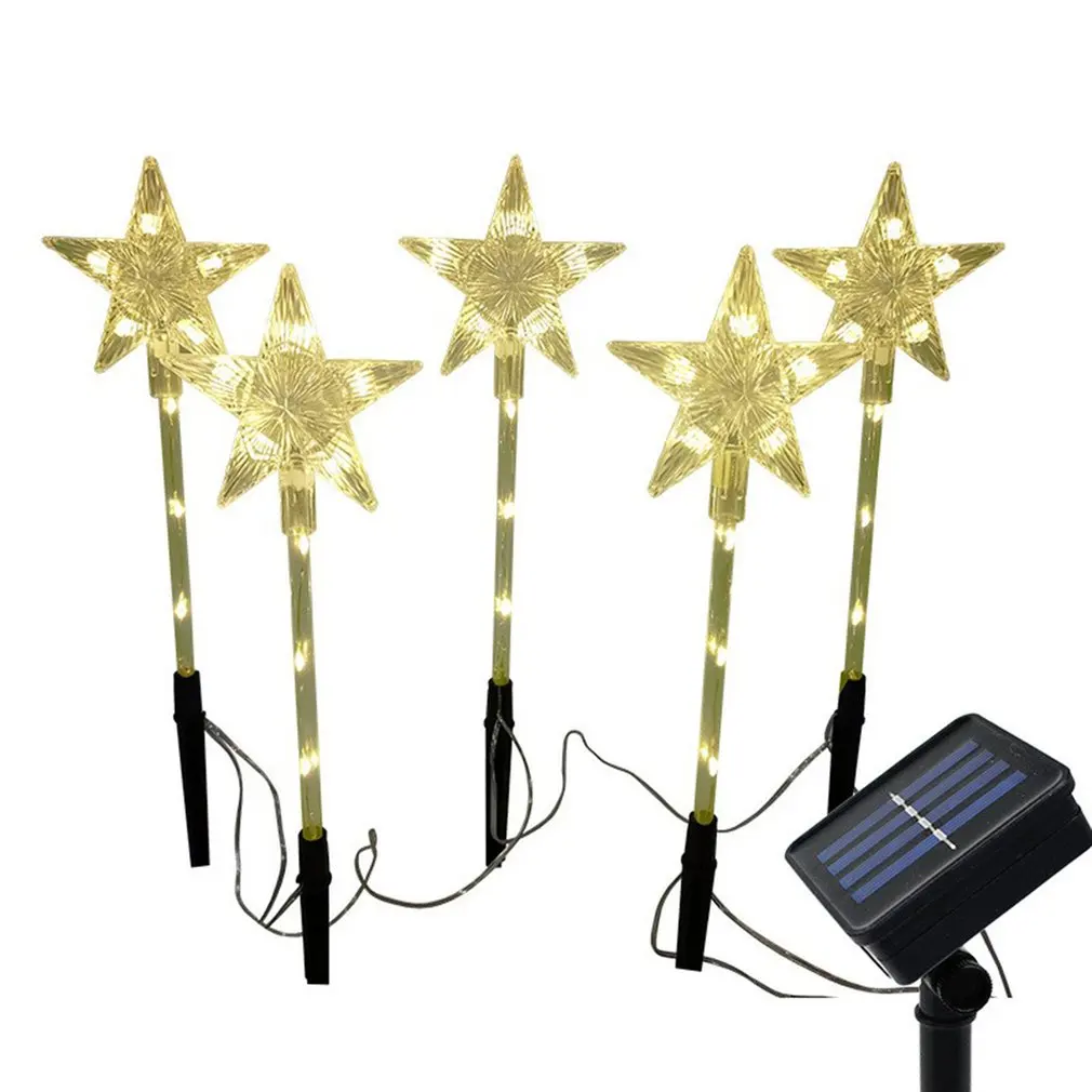 

Ground Plug Light One For Five Solar Small Five-pointed Star Lawn Waterproof LED Lights Christmas Decoration Lights