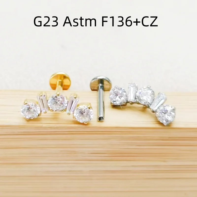 Лот 10 шт. украшения для тела 16 г G23 Титан Astm F136 CZ губная серьга-бар ушная спираль