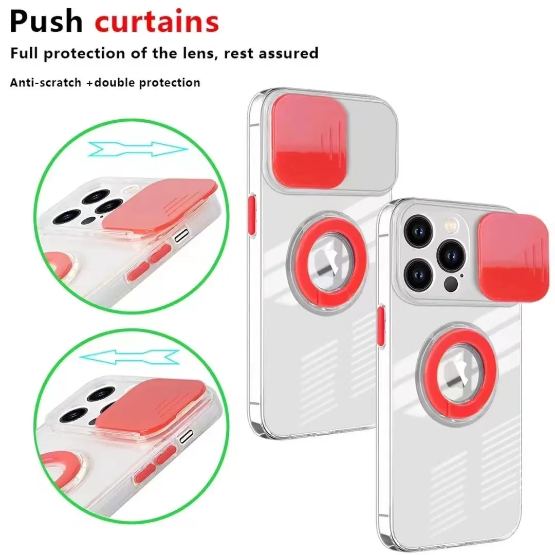 

Ring Holder Clear Case For iPhone 14 13 12 11 ProMax Xs XR 7 8 Plus Phone Cases Soft Push Window Camera Protection Cover Etui