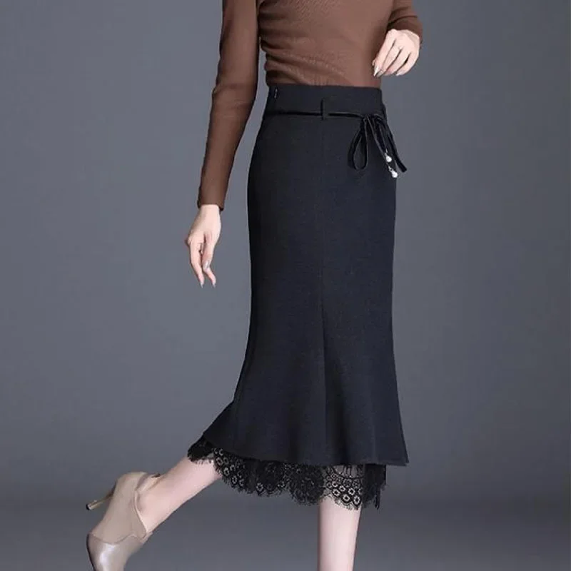 Модная Универсальная юбка-годе Qianniao Grace с высокой талией в западном стиле средней