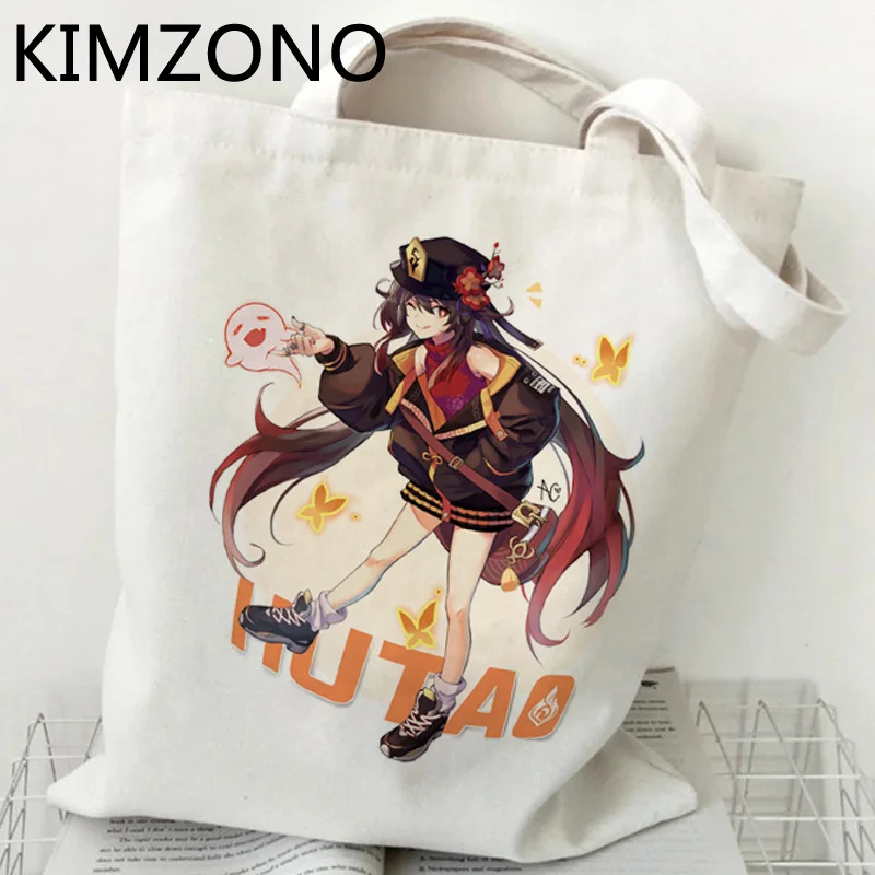 

Genshin Impact Hu Tao, сумка для покупок, продуктовая продукция, хлопчатобумажная сумка, складная сумка для покупок