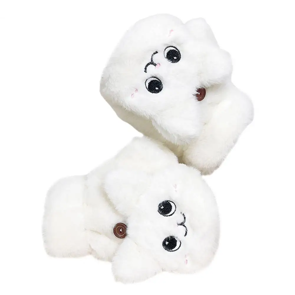

1 Pair Female Gloves Cartoon Cat Flip Girls Gloves Winter Girls Thermal Knitting Writing Gloves