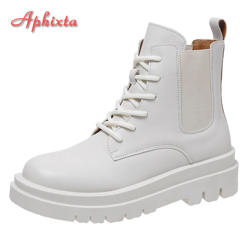

Ботильоны Aphixta женские на платформе, Водонепроницаемые двухслойные полусапожки с круглым носком, эластичная обувь, большие размеры до 42, зима 2022