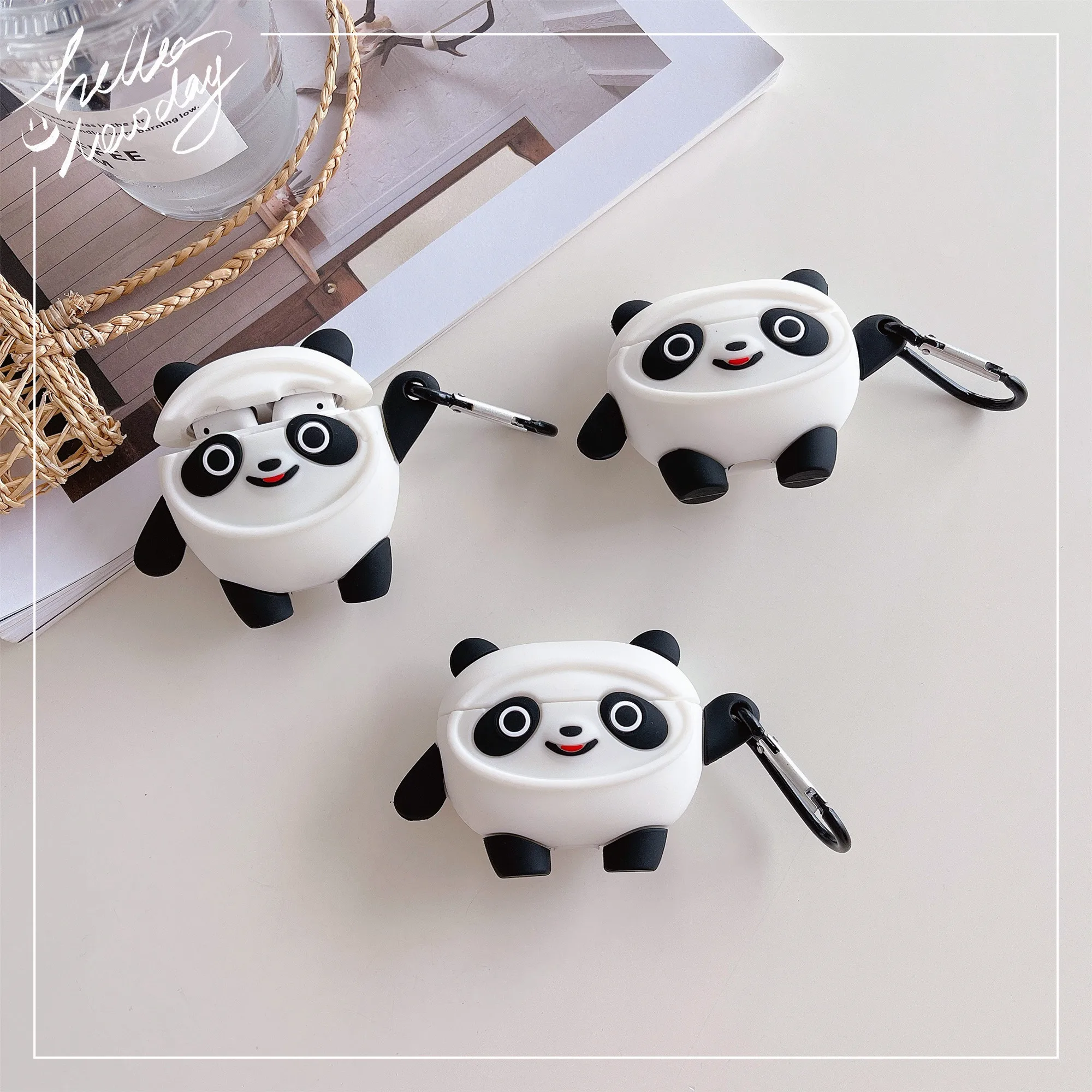 

Soft Silicone Cover For AirPods Pro Panda Silicone Case for Airpods 3D Cartoon Panda Silicone Case Funda Airpods чехол на Airpod