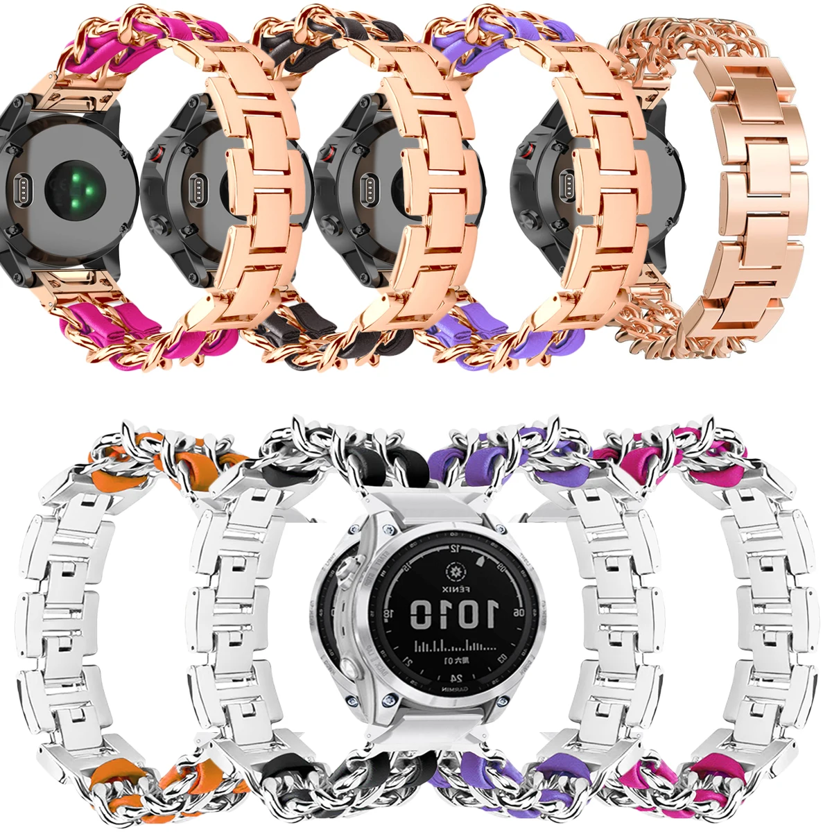Металлический ремешок для Garmin Fenix 7s 6s Pro 5S Plus кожаный часов Epix 42 мм/спуск Mk2S MK3i 43 мм