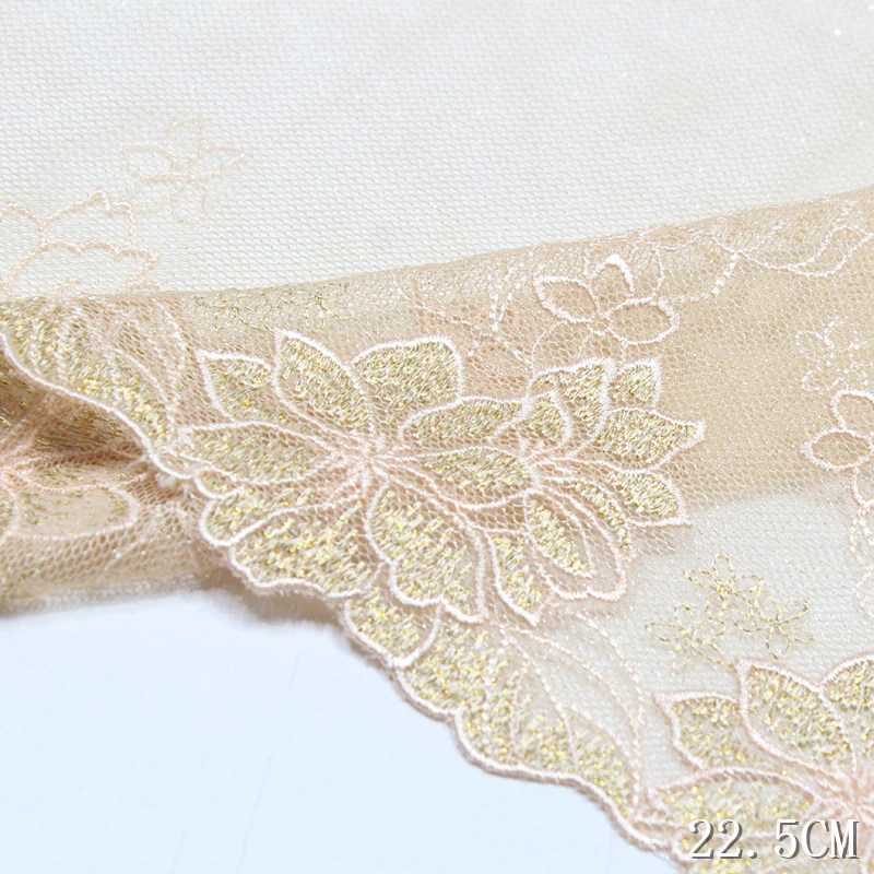 

40Yards Gold Lace Trim Sewing Craft DIY Embroideried Floral Laces Fabric for Lingerie Bra Clothes High Quality 2022