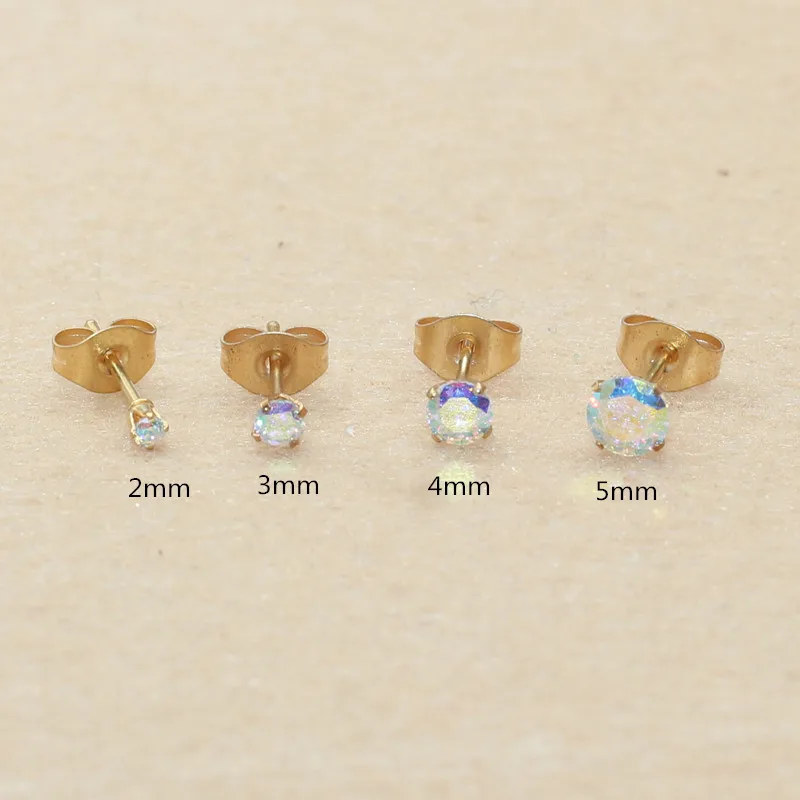 Размер от 2 мм до 5 фотоэлемент с круглыми цветными фианитами AB Женская для мужчин