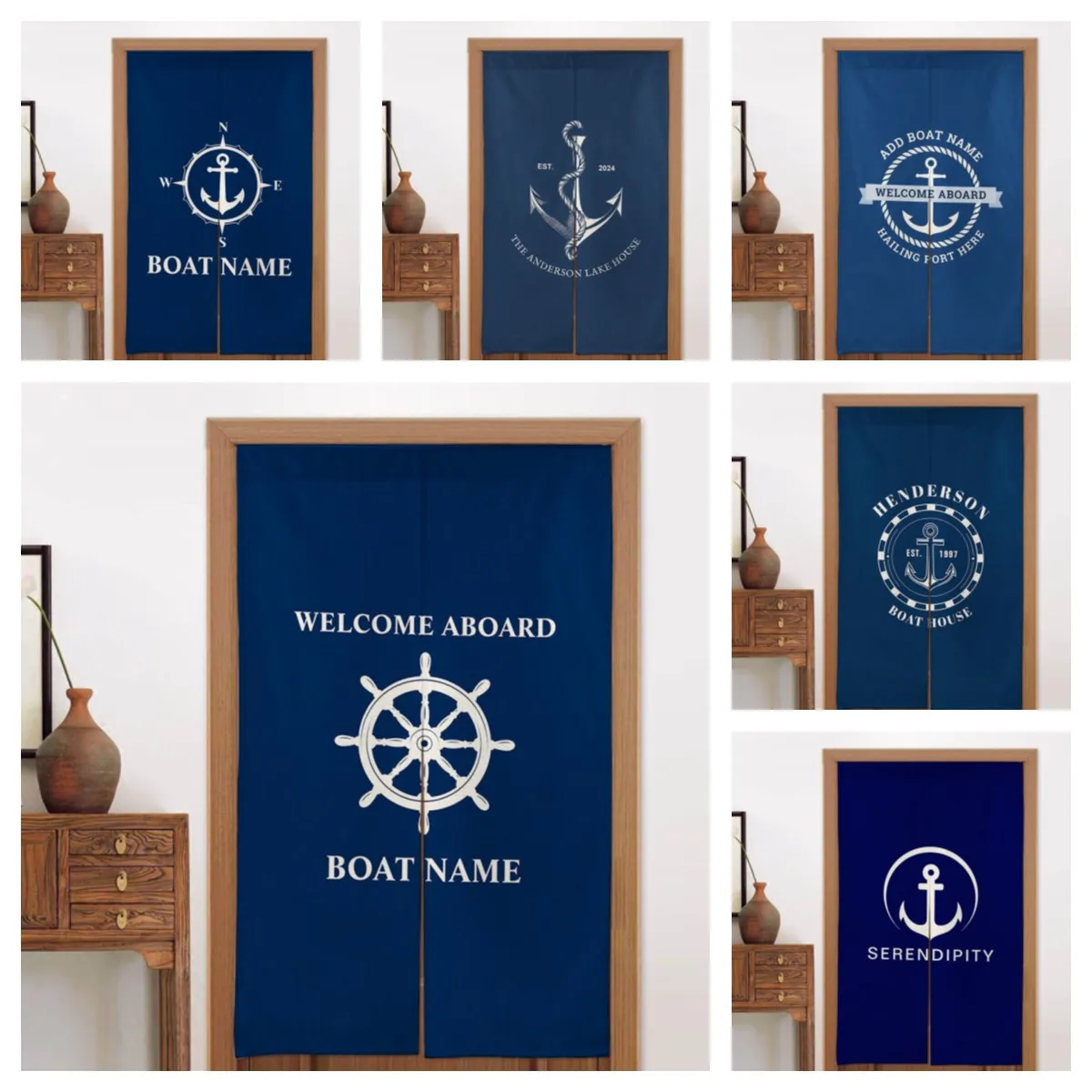 Японские льняные дверные занавески на заказ морские кухонные