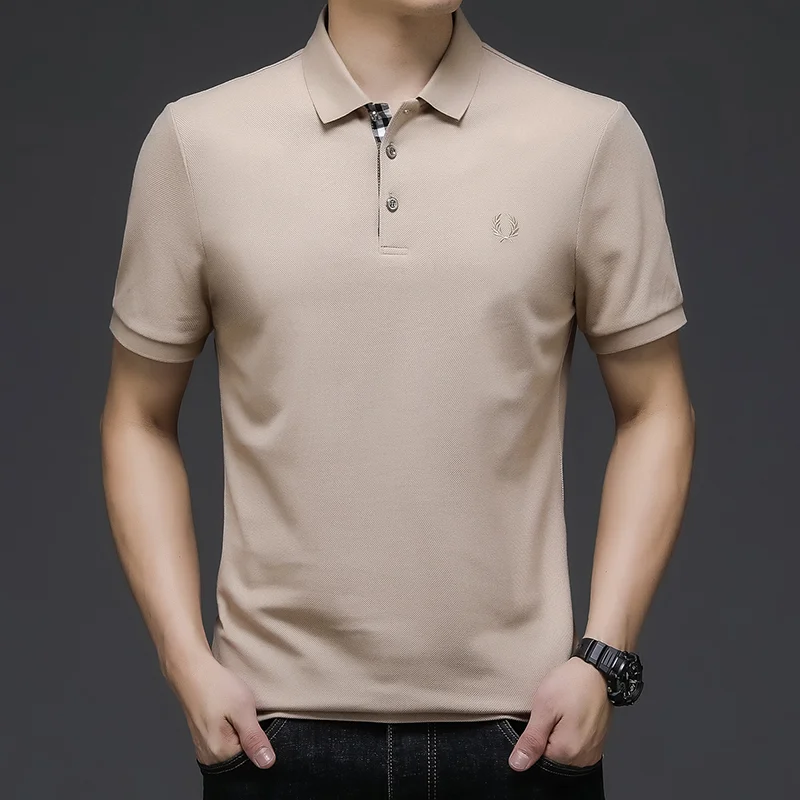 

Рубашка-поло мужская с вышивкой, модная Универсальная футболка с рисунком, корейский стиль, топ черного цвета, лето 2023