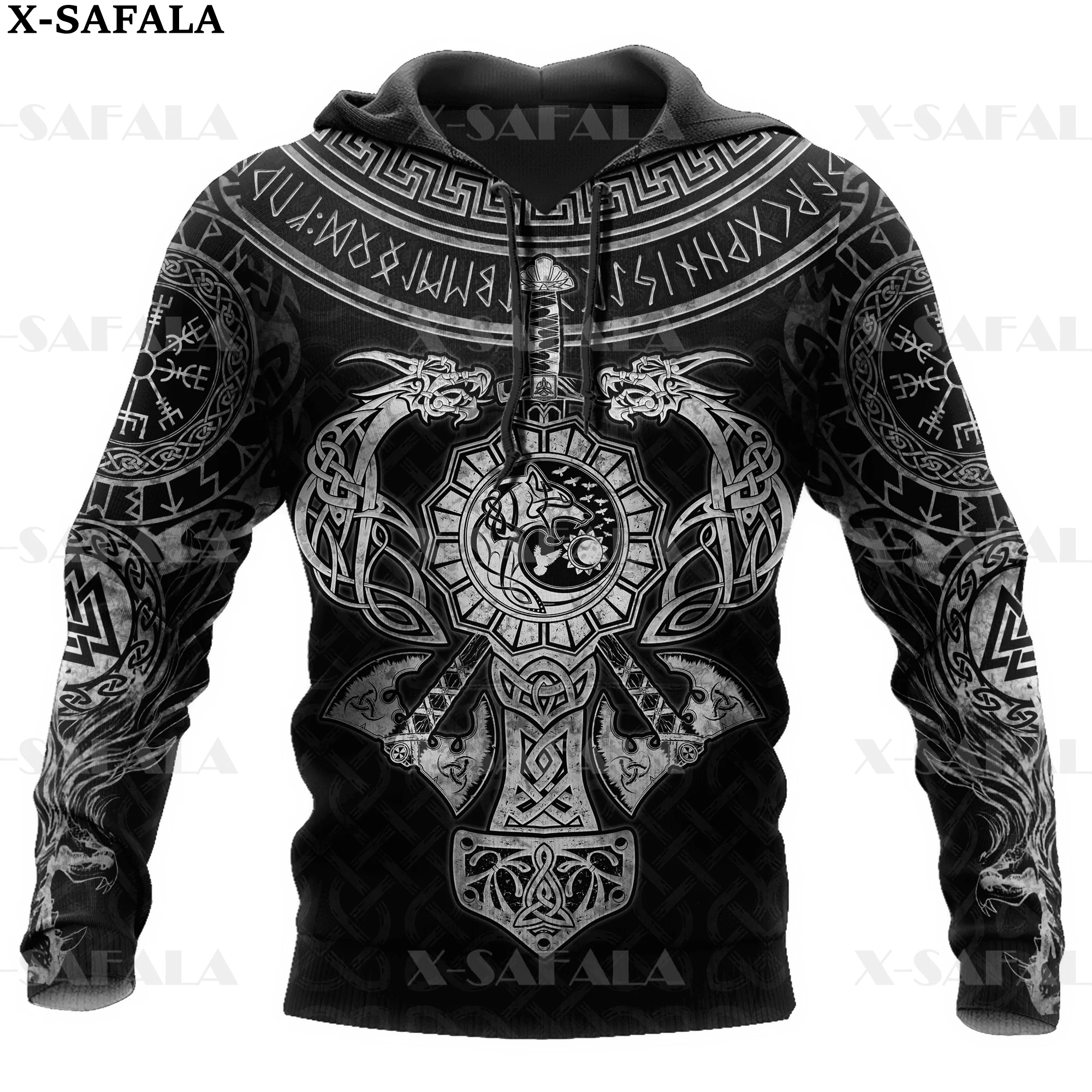 

Celtic Dragon Tattoo Fenrir Odin's Viking Lion/Bear 3D Printe Hoodie Man Female Zipper Pullover Sweatshirt Hooded Jersey-6