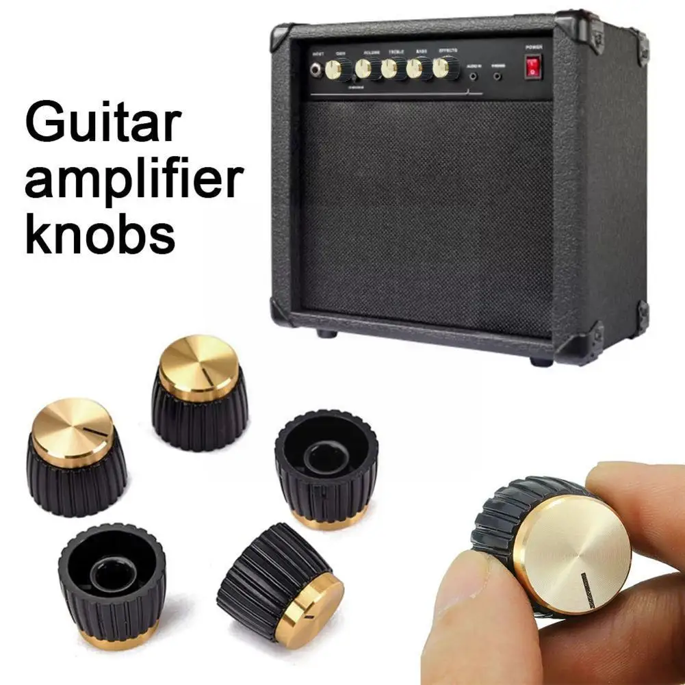 

10Pcs Guitar AMP Amplifier Knobs Push-on Black+Gold for MARSHALL Amplifier X7Q2