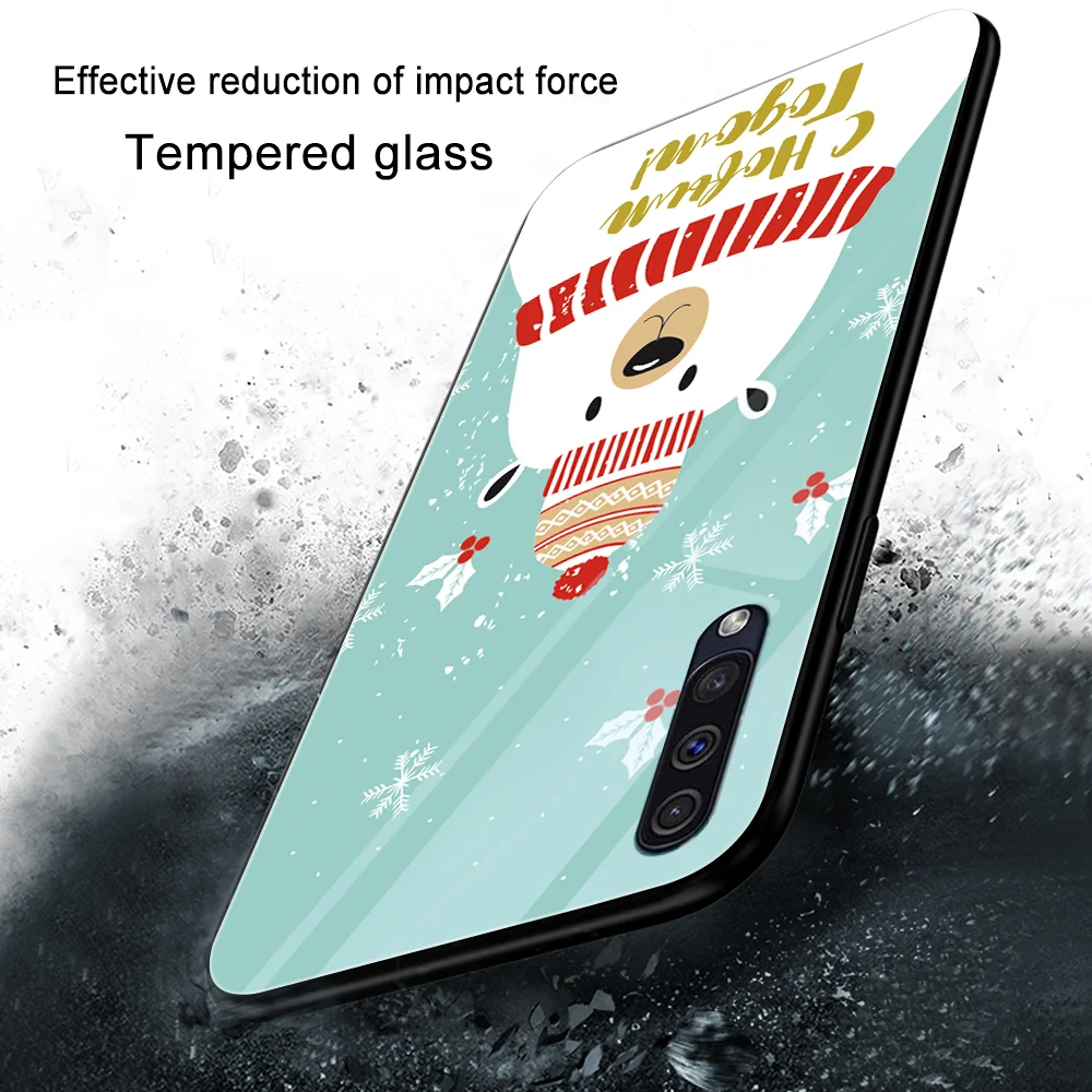 Case For Samsung A50 A51 A71 A70 A20 A40 A20E S10 S20 FE S9 S22 Ultra Puls Note 20 10 9 Plus Glass Phone Cases Christmas Capa