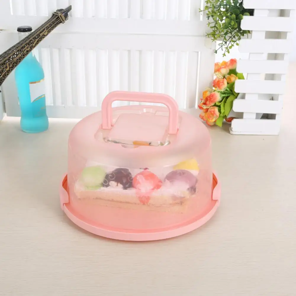 

Container Box Storage Portable Round Birthday Cake Dessert Fruit Carrier Case