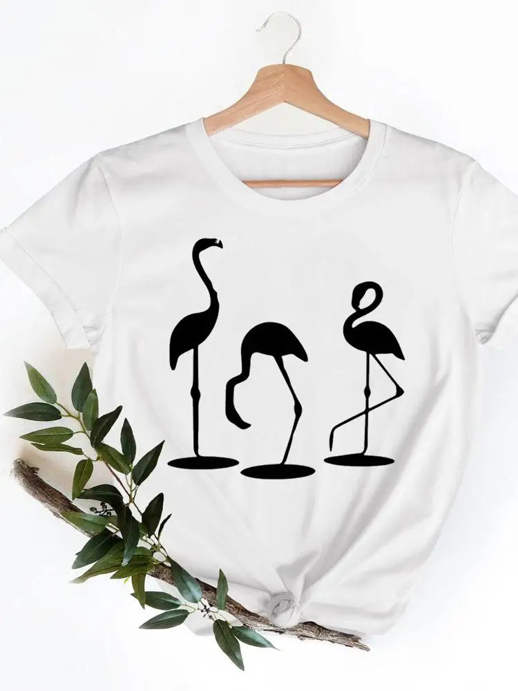 

Short Sleeve Clothes Flamingo Aniaml Trend Fashion Summer Casual Ladies Print T-shirts Clothing Women T Female Graphic Tee