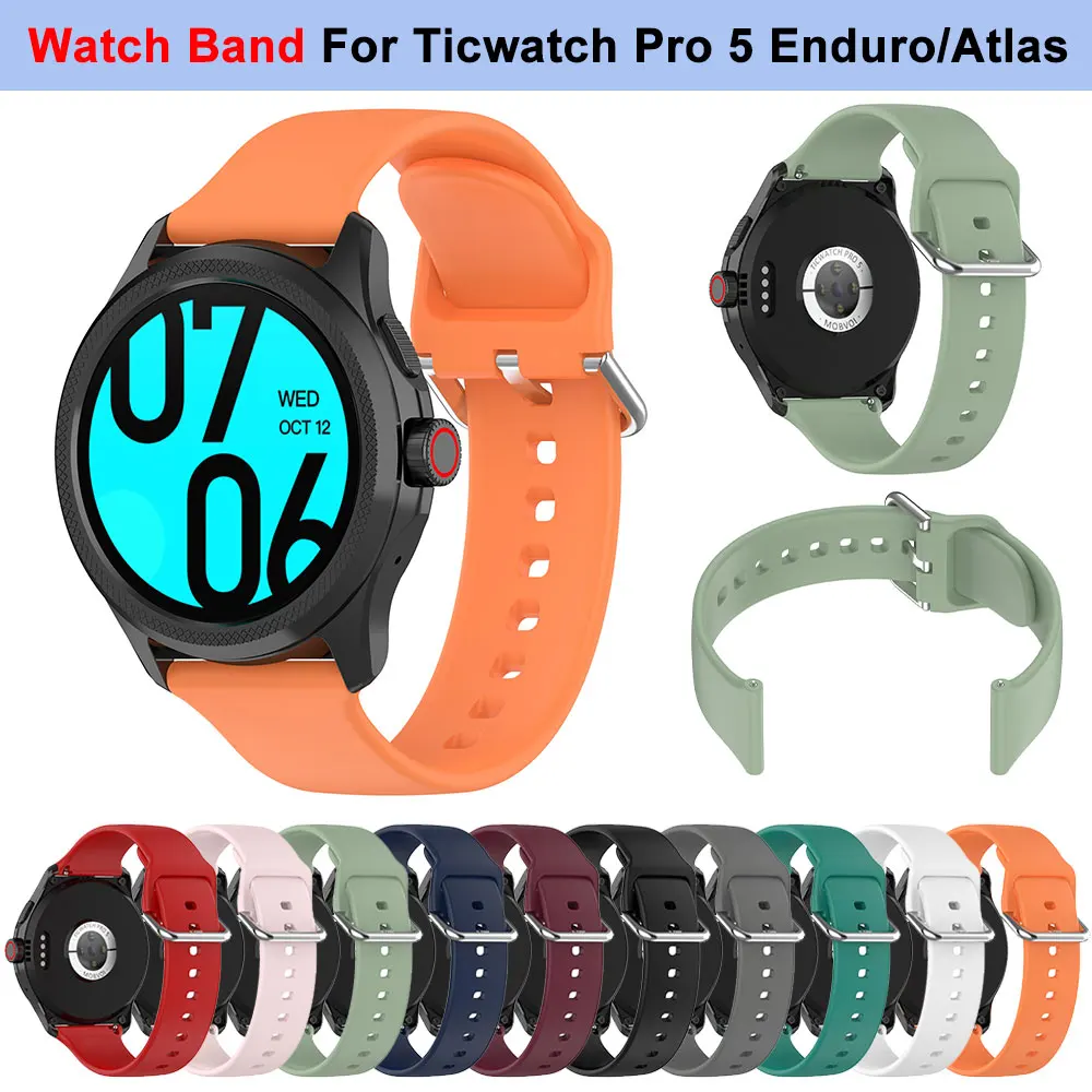 Фото Силиконовый ремешок для часов TicWatch Pro 5 Enduro 24 мм, спортивный сменный браслет для Ticwatch Atlas №1
