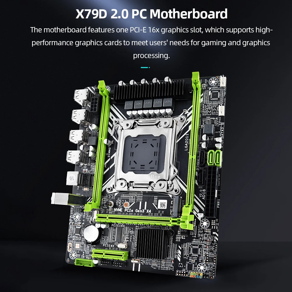 

X79D 2.0 PC Server Motherboard with M.2/USB2.0/PCI-E 4X 16X Interface Dual Channel DDR3 Memory 64G Motherboard Combo Kit E5