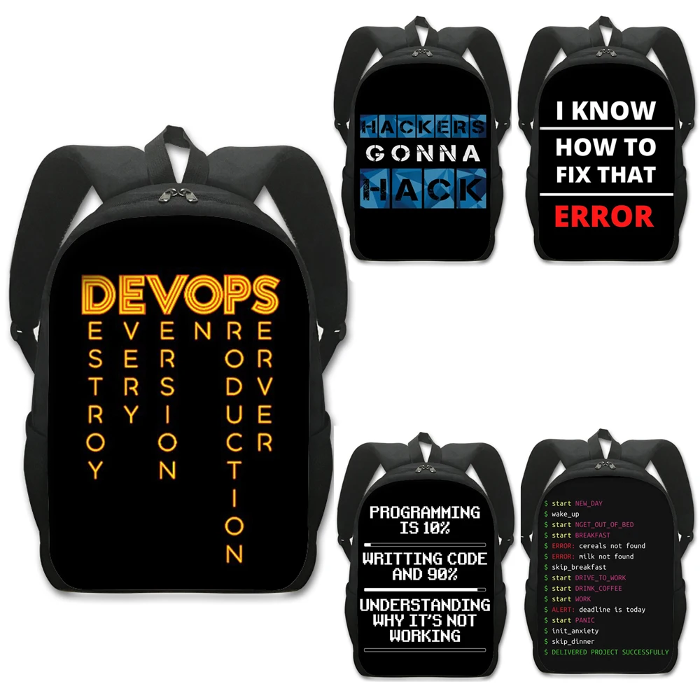 

Funny DEVOPS Backpack Women Men Coding Programming Rucksack Devops Computer Nerd Geek Programmer Backpacks Children School Bags