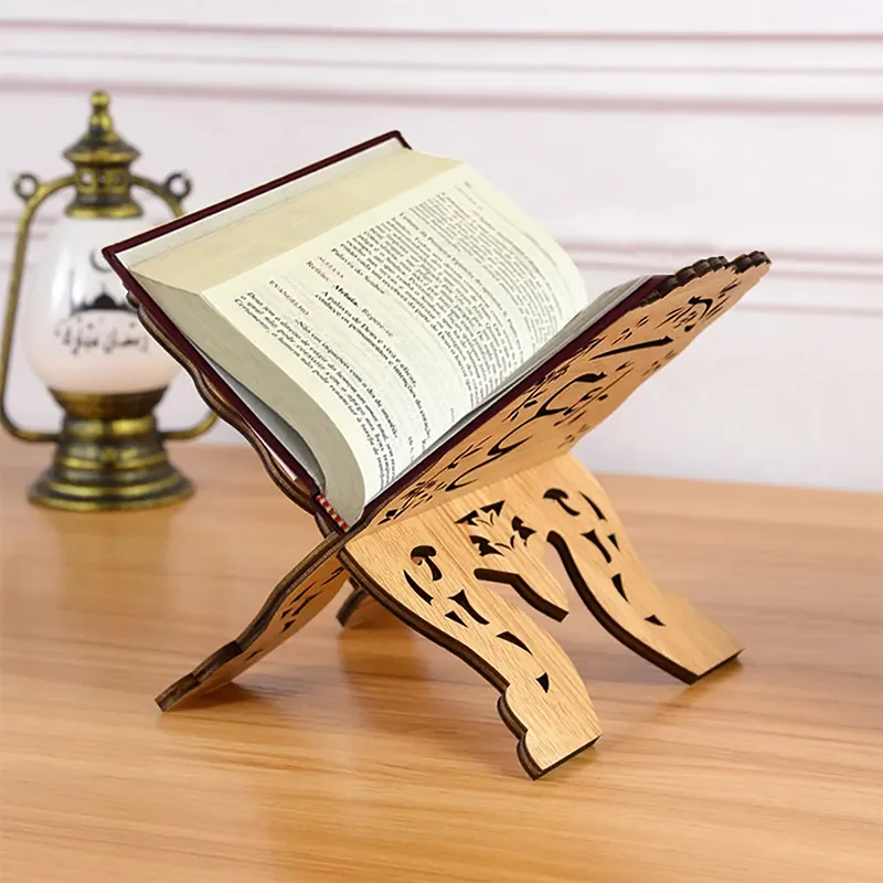 

Wooden Book Stand Holder Artistic Stands Desk Book Shelf Stand Wood Detachable Carved Stationery Supplies Islam Decoration Gifts
