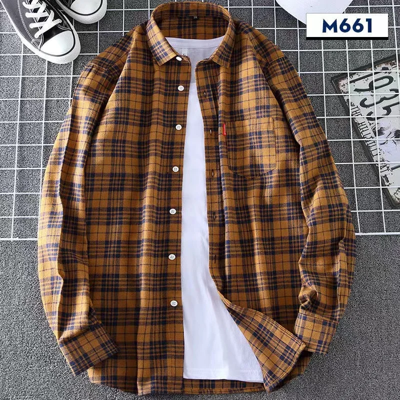 

2022 Men's Printed Plaid Shirt Fashion Men Casual Spring Autumn Long Sleeves Slim Fit Shirt Cotton Comfortable Shirts Male 5XL