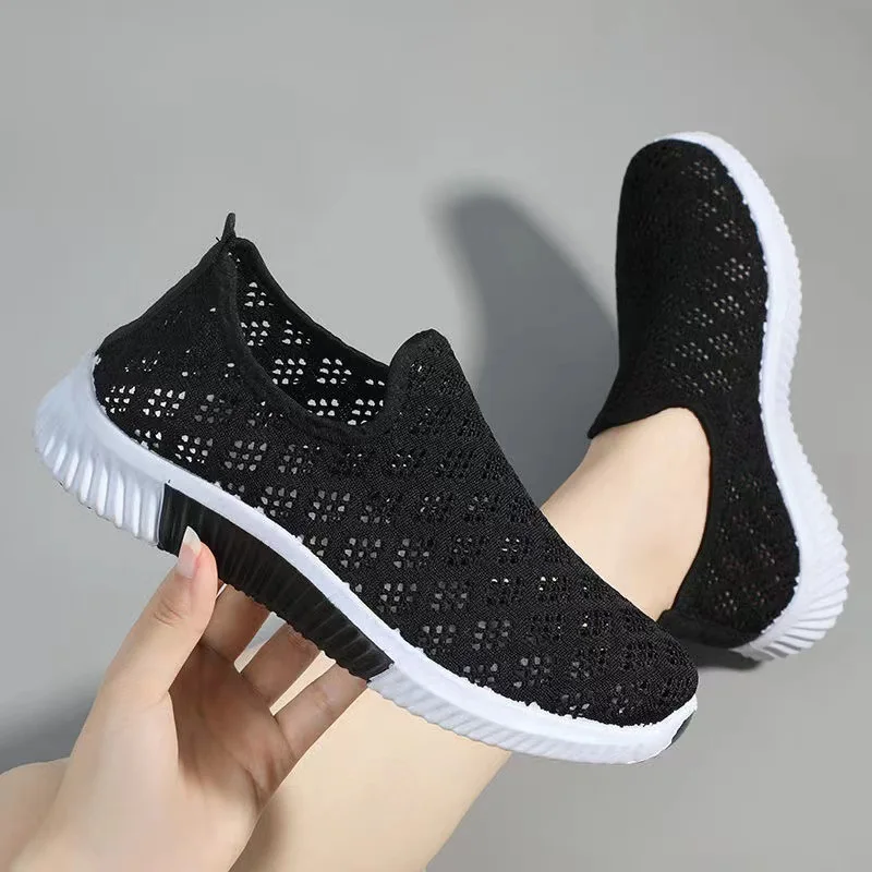 New fashion mesh shoes women's shoes mesh sneakers Breathable flat shoes soft soled casual sneakers