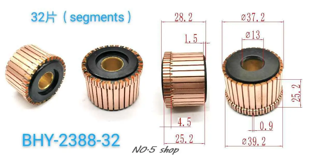 

10Pcs 37.2x13x25.2(28.2)x32P Copper Bars Electric Motor Commutator BHY-2388-32