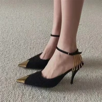 summer women pumps pointed toe stiletto high heels sexy wedding party prom shoes metal chain sandals luxury designer lady pumps