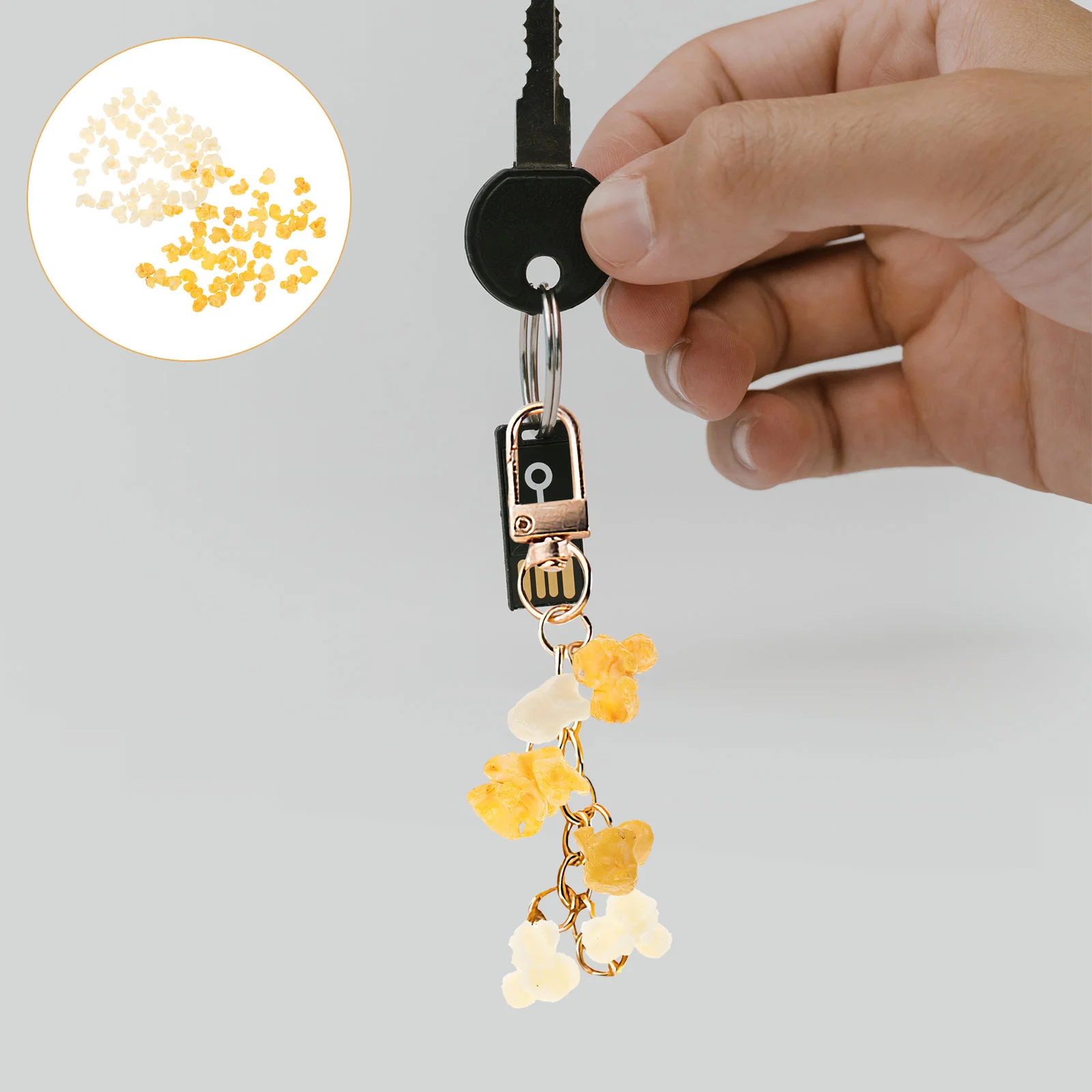 

2 bags of Popcorn Food Charms 3D Keychain Charm Necklace Keychain DIY Popcorn Charms