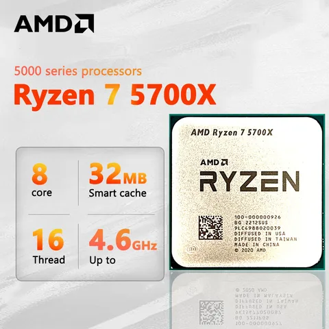 AMD Ryzen 7 5700X R7 5700X - Ryzen 7 5000 Series 8-ядерный 3,4 ГГц разъем AM4 65 Вт Нет встроенной графики