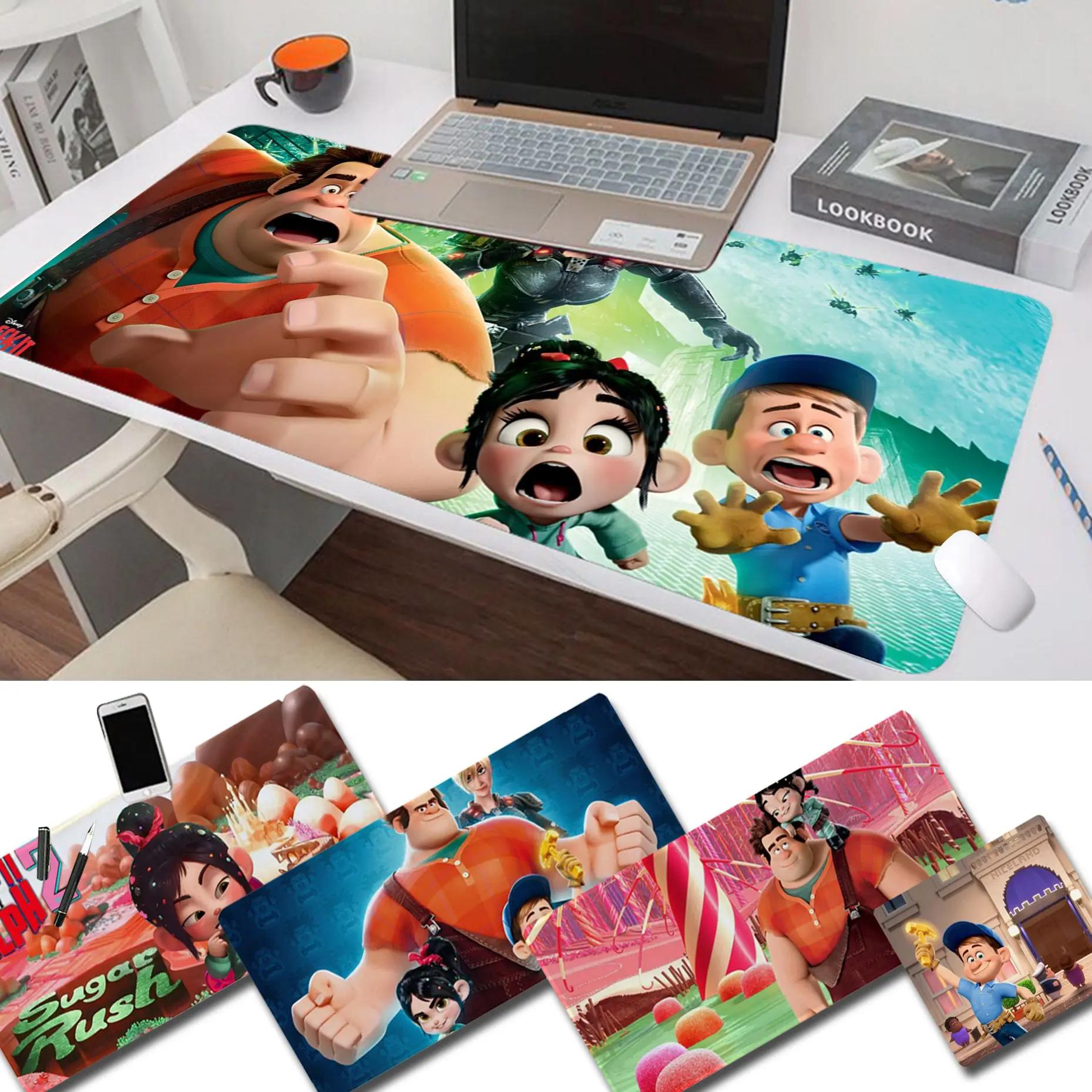 

Disney Wreck-It Ralph Custom Skin Large Gaming Mousepad L XL XXL Gamer Mouse Pad Size For Large Edge Locking Game Keyboard Pad