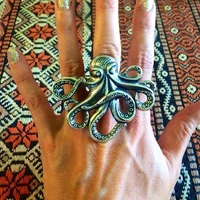 personality gothic punk adjustable rings demon kraken octopus ringsbutterfly ringselephant rings vintage jewelry