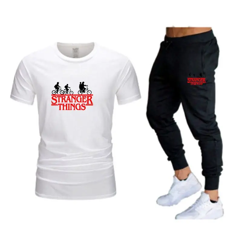 

2022 New Summer Men's Sportswear Men's T-shirt pants 2 piece set 100% cotton shirt jogging sportswear set