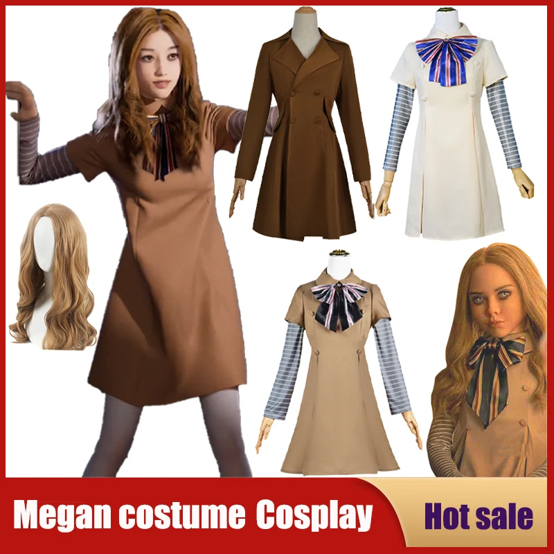 

Megan Cosplay Costume AI Doll Robots Dress For Kids Girls Women Anime Horrible Movie Uniform Cos Suits Outfit Wig Skirt Top Sock