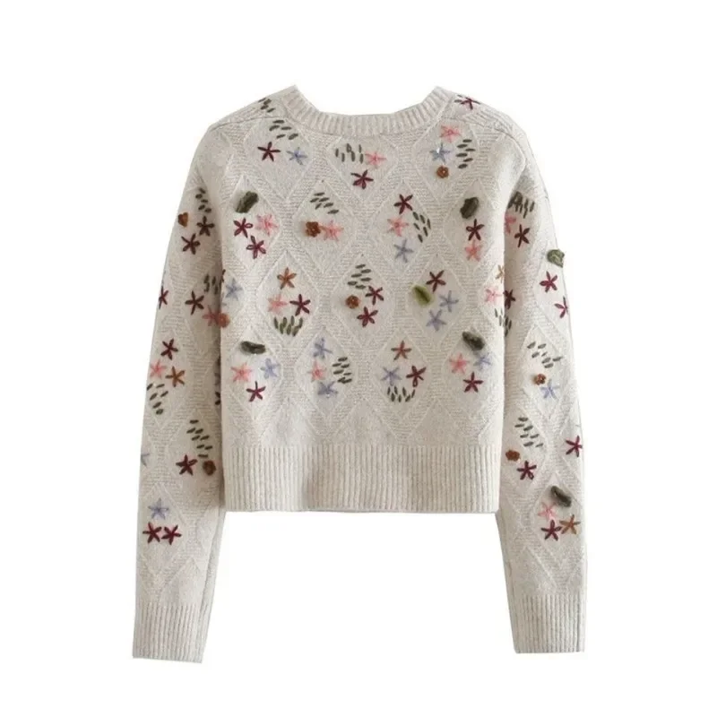 Limiguyue свитер с 3D цветочной вышивкой женский осенне-зимний жаккардовый вязаный