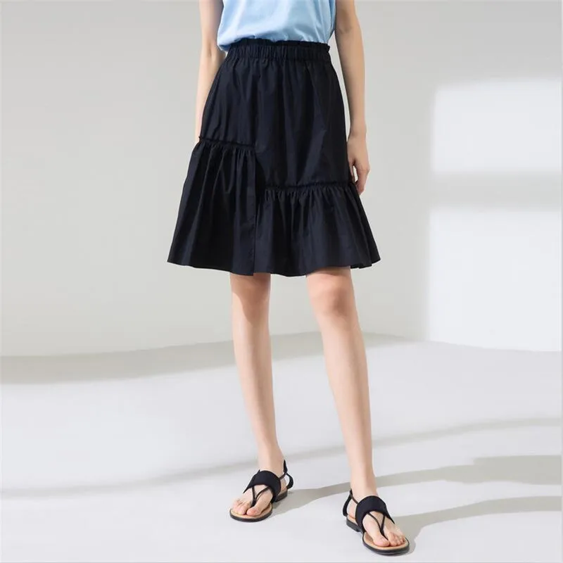 

Женские повседневные льняные хлопковые юбки средней длины, однотонные офисные юбки с эластичной талией, винтажные юбки для вечеринок