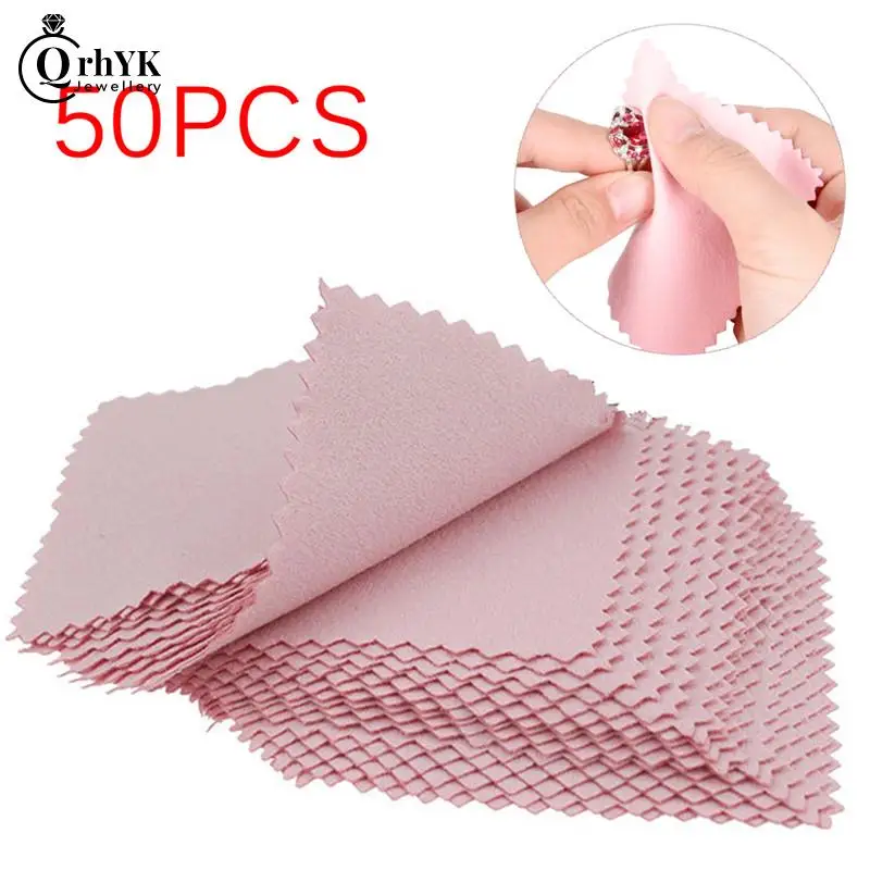

50pcs/pack Pink Jewelry Polishing Pink Color Fabric Silver Polish Cleaning Cloth Care for Silver 8cm*8cm