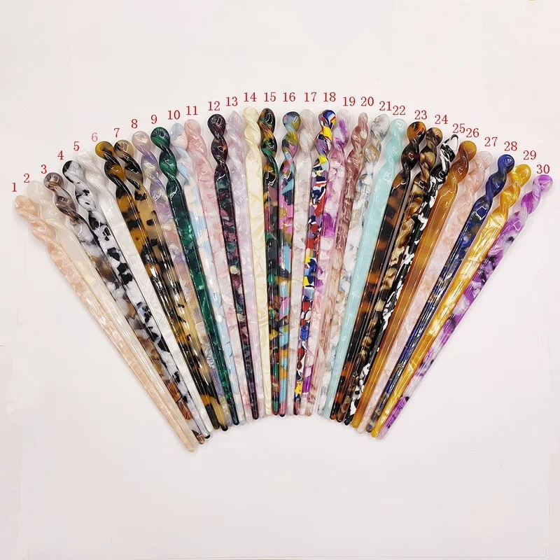 Vintage Chinese Style Hair Sticks Acetate Resin Chopstick Ponytail Holders Geometric Acrylic Hairpin for Women Hair Accessories