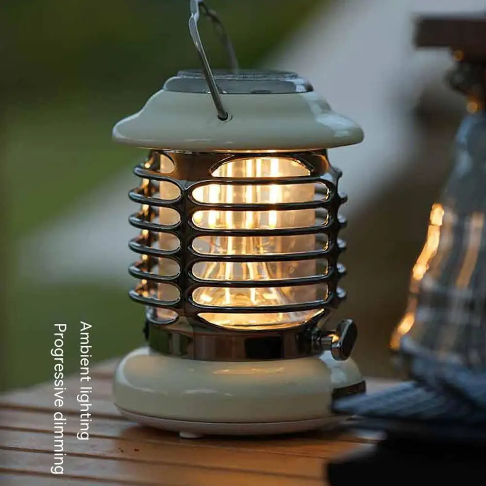 New Outdoor Portable Led Camping Lamp Rechargeable Emergency Lights Lantern Retro Hanging Tent Lamp Power Bank