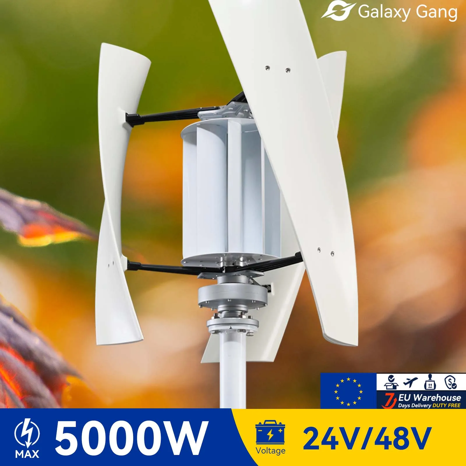 

5days EU Deliver Galaxy Gang 5000w 5KW 2KW Vertical Axis Windmill Turbine High Voltage Generator 24V 48V With Hybrid System GGX5