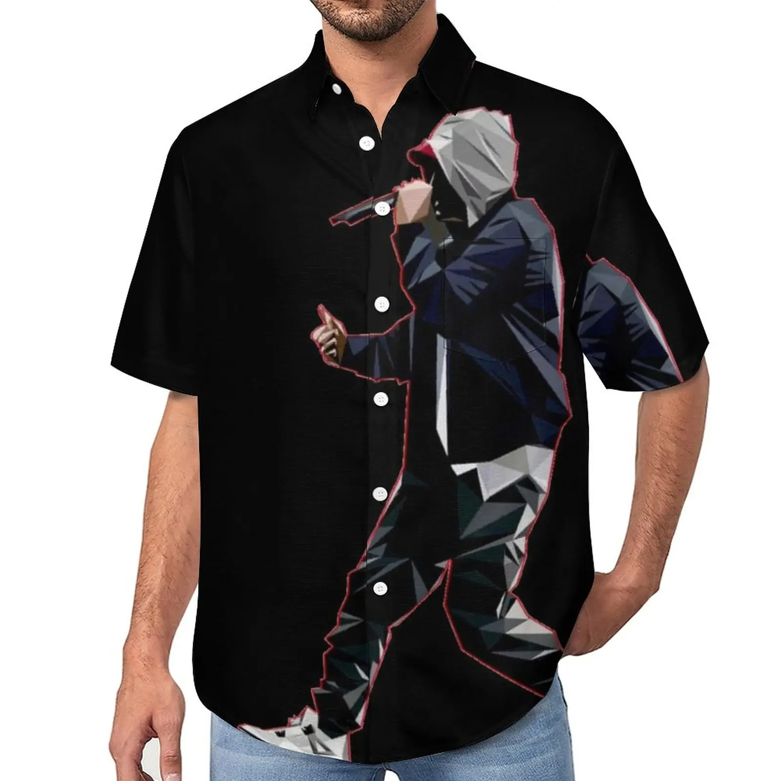 

EMINEM Drake Rap God Music Vacation Shirt Hip Pop Slim Shady Hawaiian Casual Shirts Mens Vintage Blouses Short Sleeve Clothes