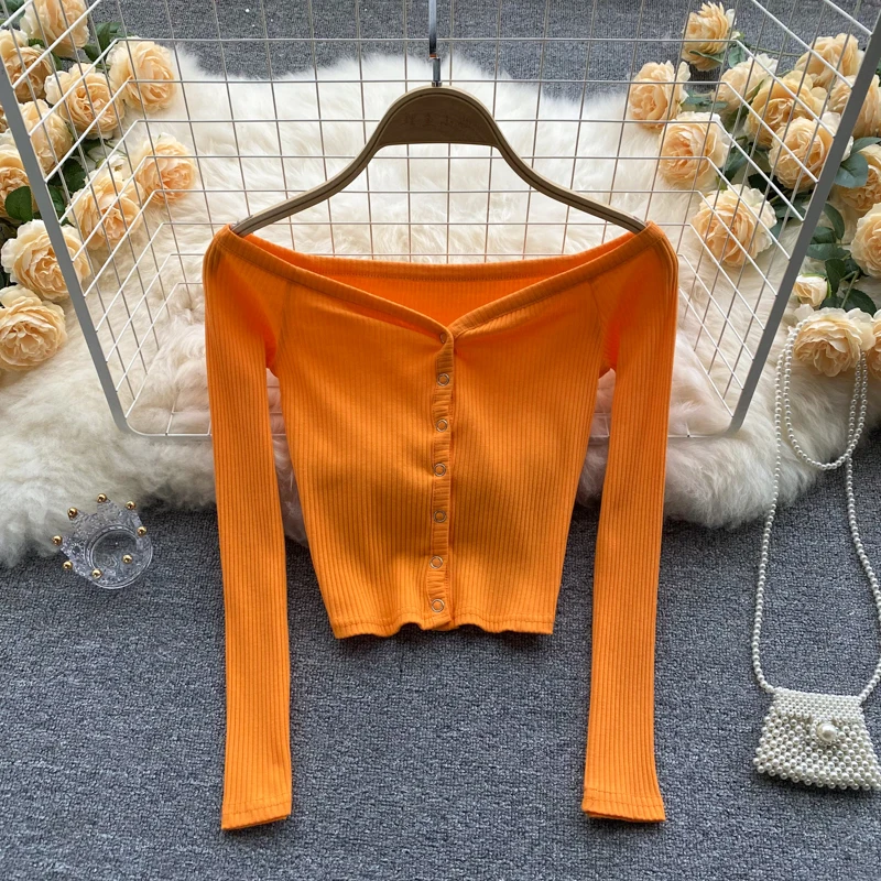 

Женский облегающий кардиган с открытыми плечами, длинным рукавом и открытыми плечами