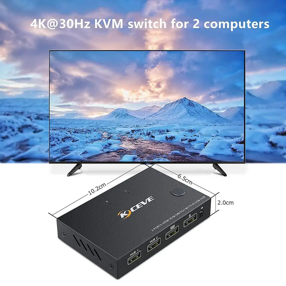 Hdmi-совместимый Kvm коммутатор 4k 2 в 1 выход Usb переключатель клавиатура мышь дисплей