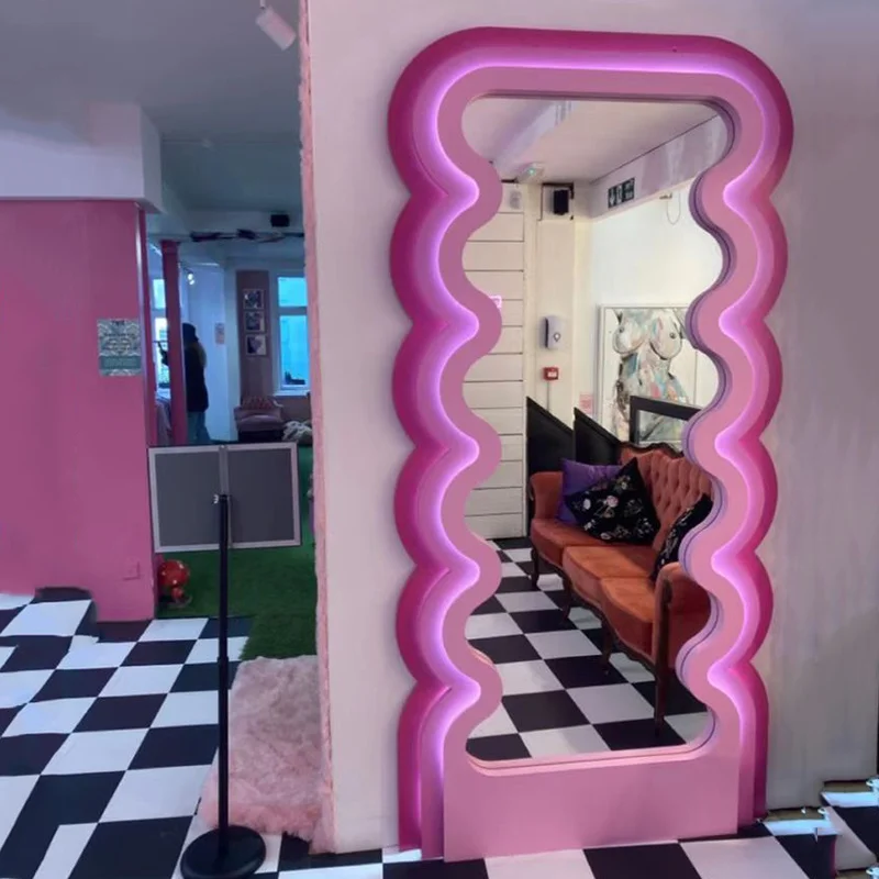 

Standing Nordic Mirror Decorative Frame Light Design Full Size Mirror Aesthetic Luxury Design Miroir Mural Household Products