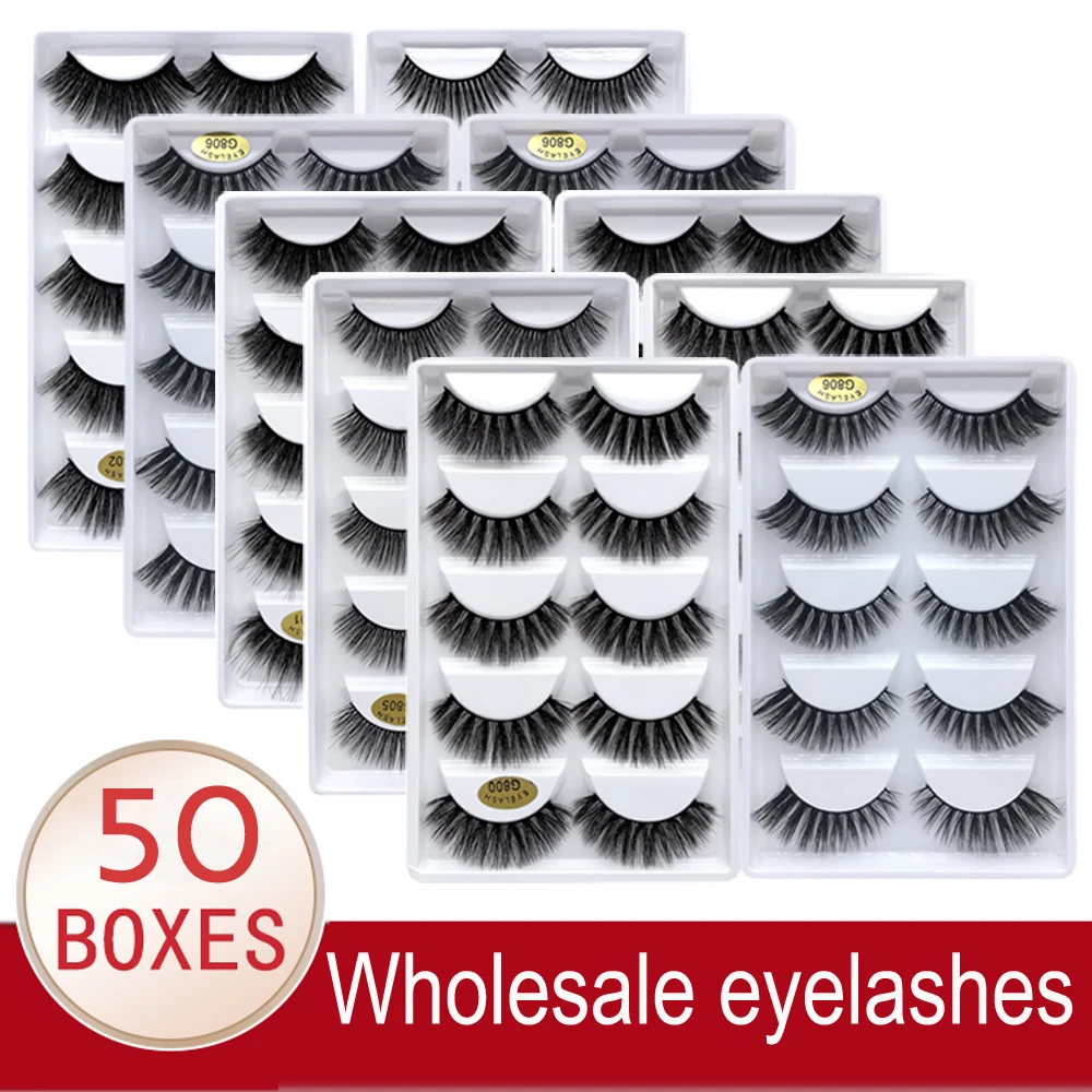 Wholesale Eyelashes 20/30/50 Boxes 5 Pairs 3D Mink Lashes Natural False Eyelashes Soft makeup Fake Eye Lashes cilios g806 g800