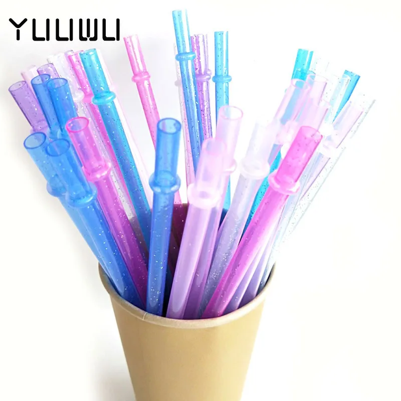 

230mm Hard Plastic Reusable Straws Shining Drinking Straw for Tumbler Mason Jars with Cleaning Brush Non-toxic BPA Free 25pcs