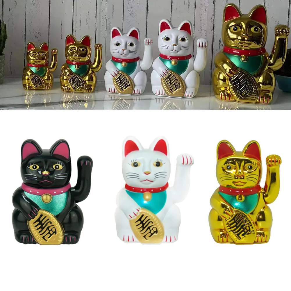 

1pc Lucky Cat Waving Feng Shui plastic Cat Wealth Fortune Lucky Kitty For Home/Shop/Store Decoration 8.2x8.2x13.5cm