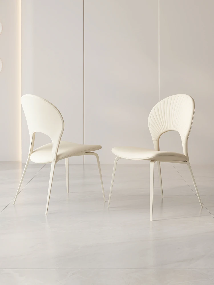 

Обеденный стул во французском стиле кремового цвета, красный дизайнерский современный простой домашний белый кожаный стол-стул в скандинавском стиле