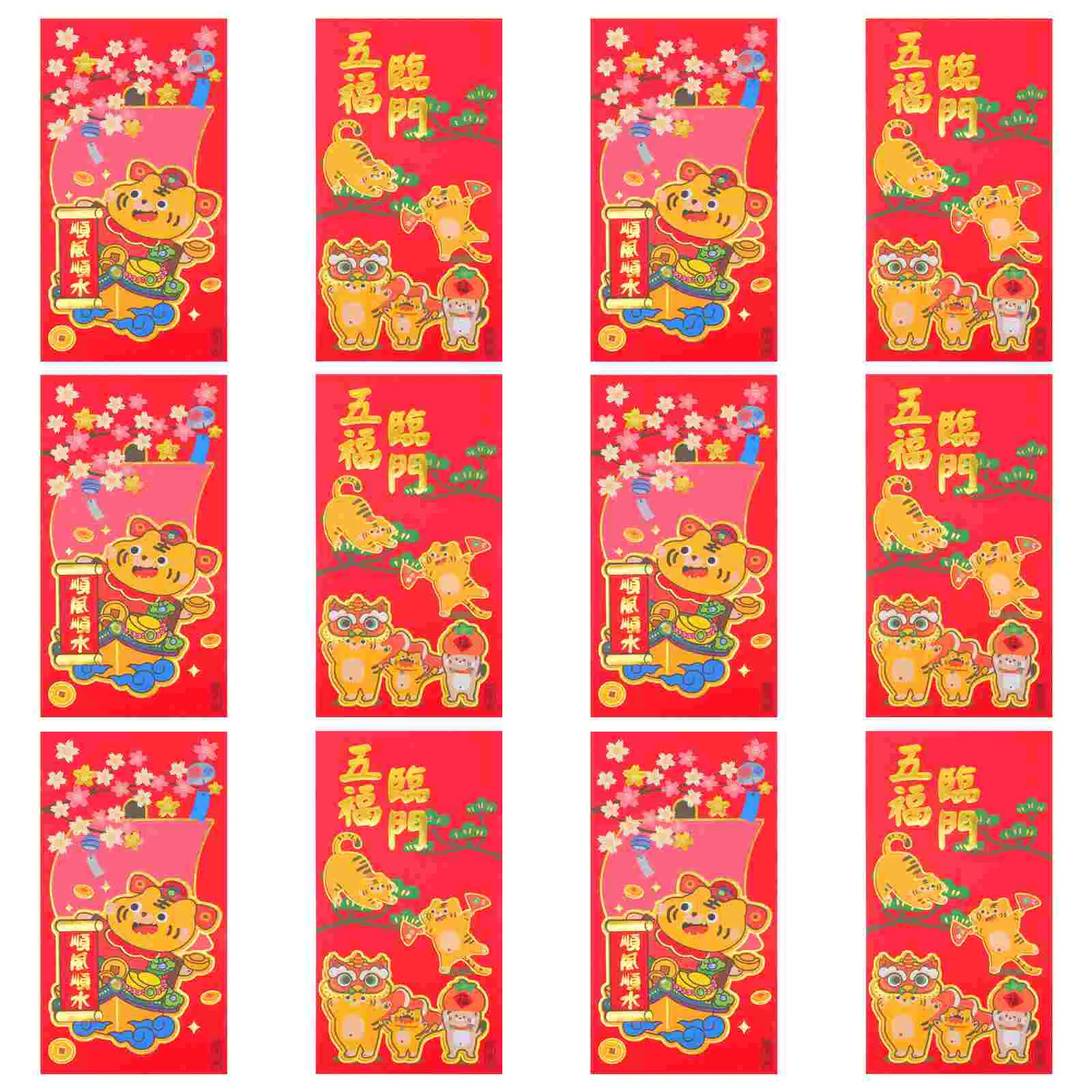 

12Pcs Cartoon Red Envelopes New Year Red Packets for New Year Festival Gift